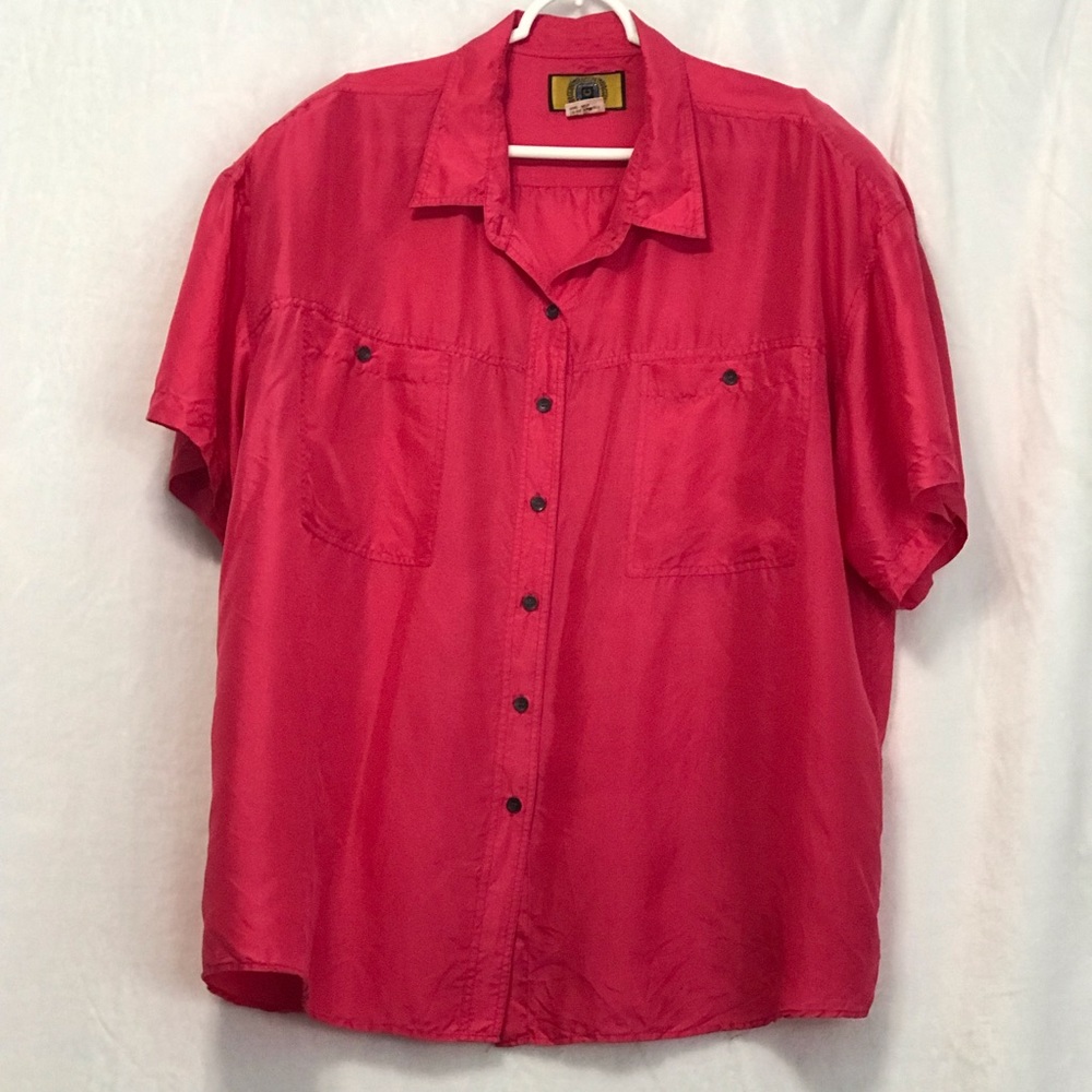 Baccini vintage pink silk blouse. Women’s 22W/42. (NN)